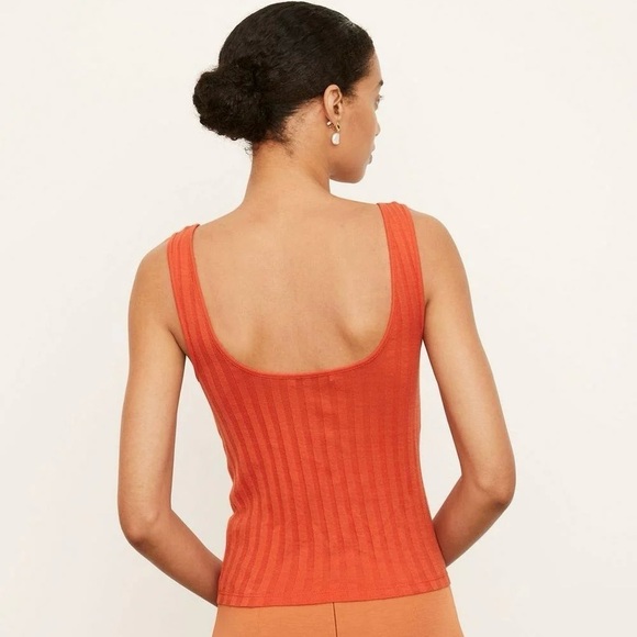 Vince Wide Rib Square Neck Tank in Burnt Orange - Picture 2 of 7